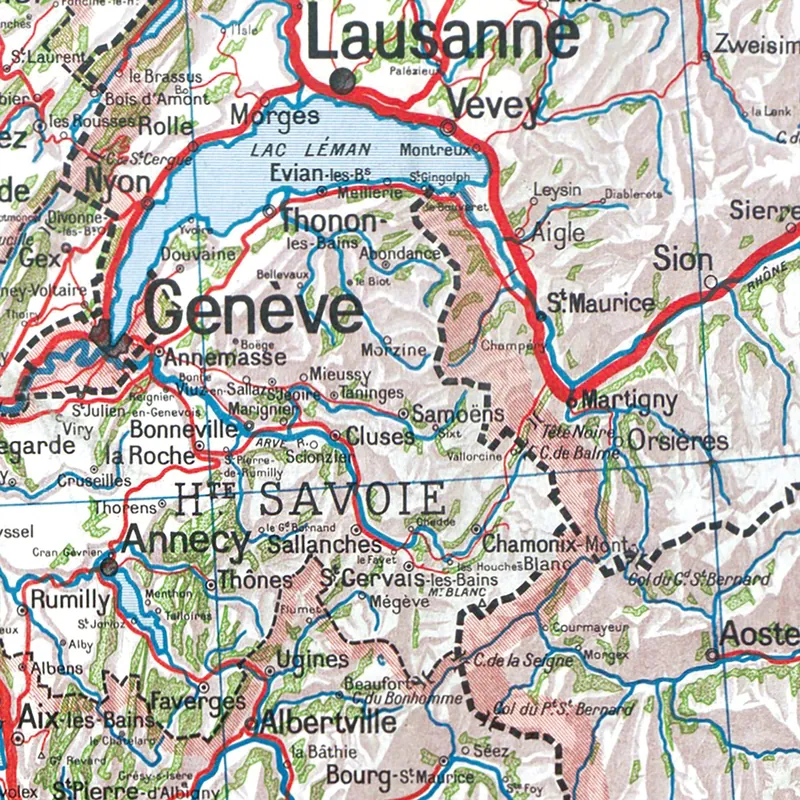 Détail de la carte Vidal-Lablache n° 64 bis, Alpes françaises, politique