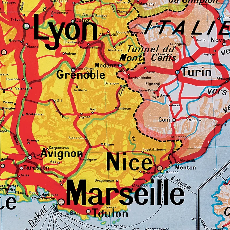 Détail de la carte Vidal-Lablache n° 7, France, chemins de fer (2)