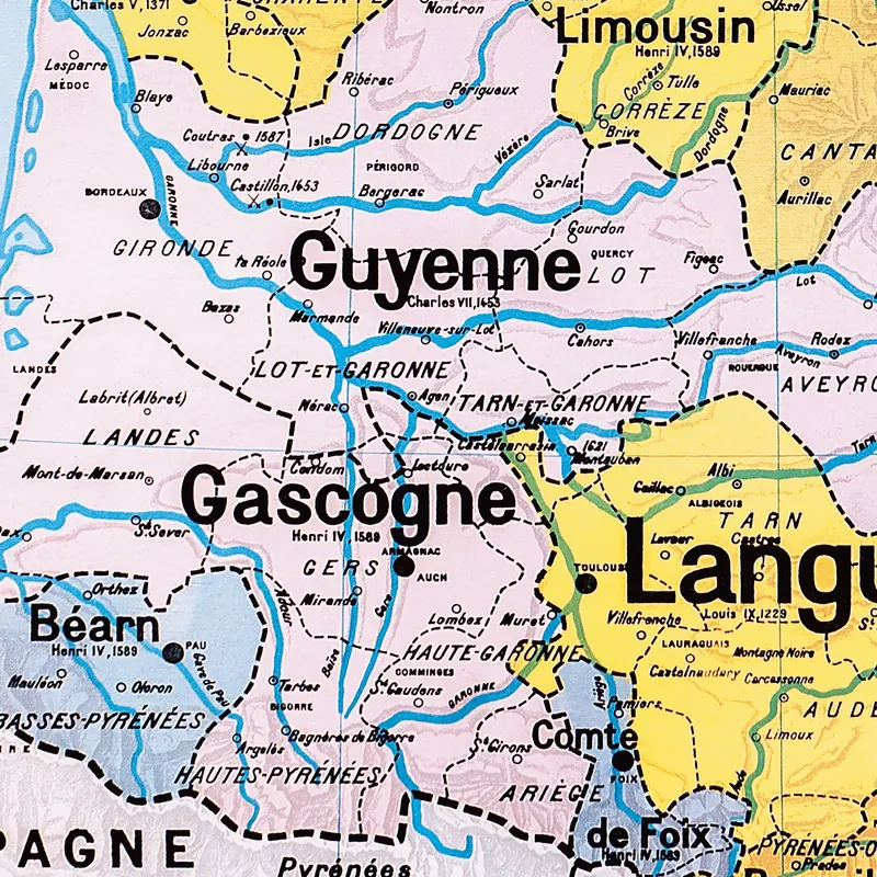 Détail de la carte Vidal-Lablache n° 9, France, provinces en 1789 (2)