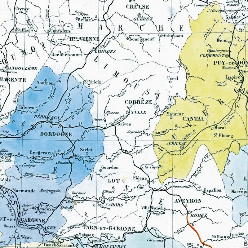 Détail : Carte vinicole et hydrographique de la France (3)