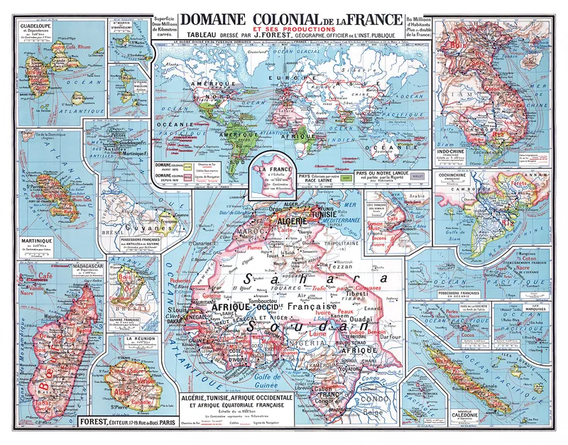 Domaine colonial et productions, Forest 1911 : reproduction de l’ancienne carte murale d’école