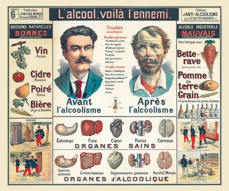 Galtier-Boissière n° 6, Anti-alcoolisme : reproduction de l’ancienne carte murale d’école